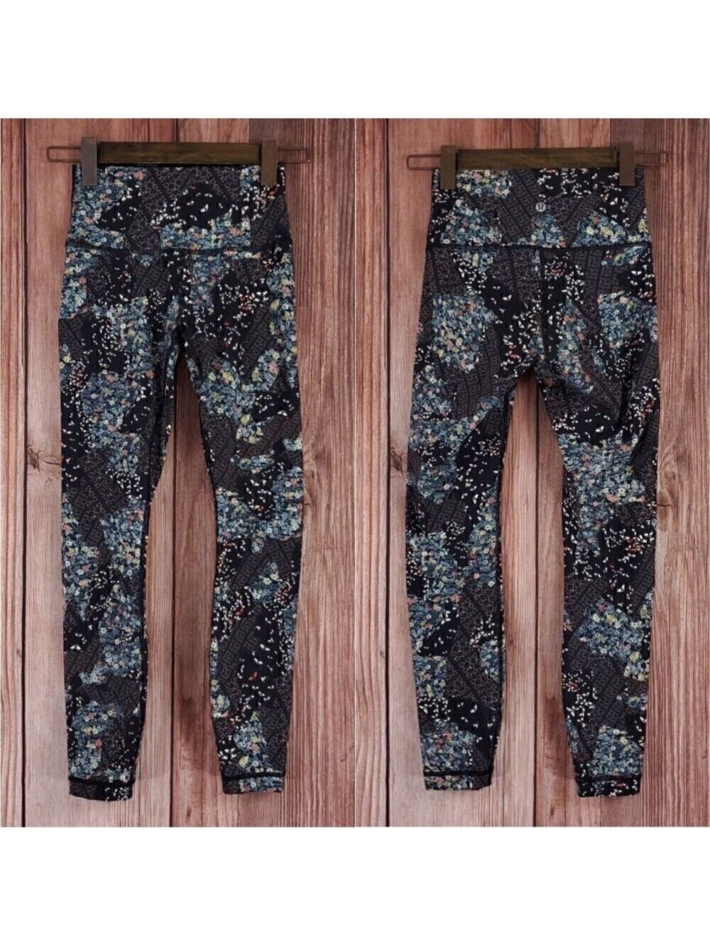 Lululemon Sz 4 Wunder Under Hi-Rise 7/8 Tight 25" Assemblage Alpine White Multi